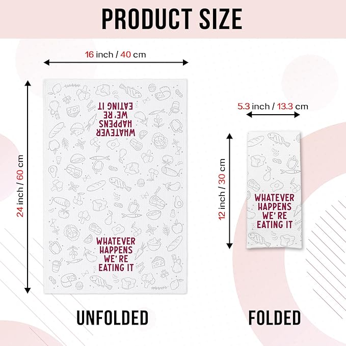 Funny Kitchen Towels for Men, Whatever Happens We're Eating It Dishcloths, BBQ Grilling Cooking Decorative Towels, Hilarious Gag Gifts for Chefs, Father’s Day Birthday Gifts for Husband Dad