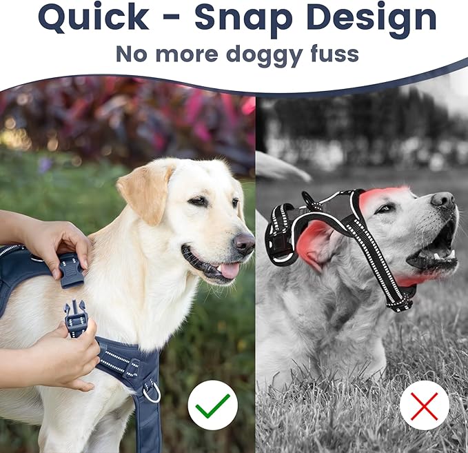 No Pull Dog Harness, Reflective Puppy Vest for Small Medium Large Sized Dog(Prussian Blue,M)