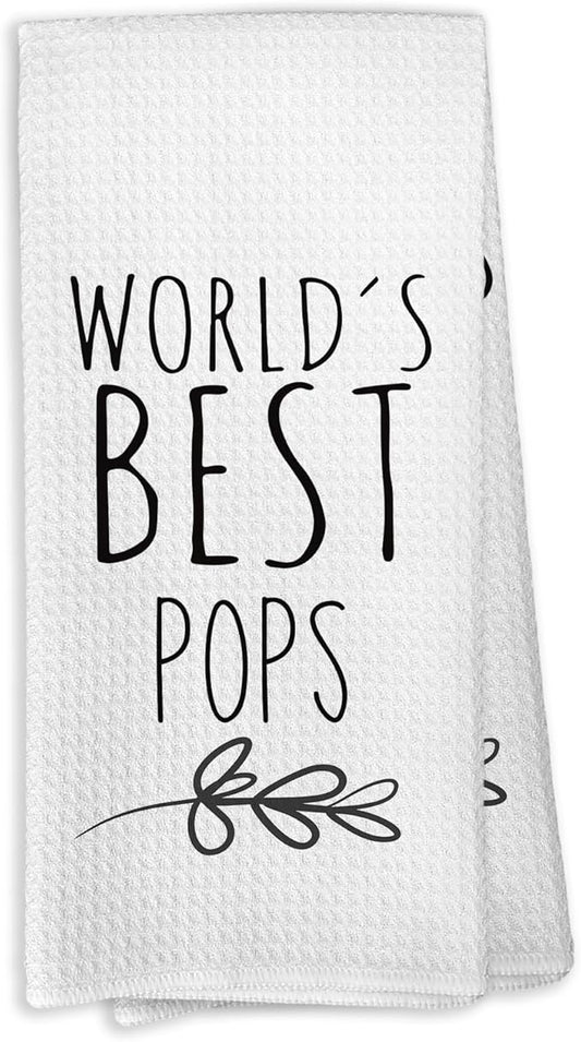 World's Best Pops Kitchen Towels, Best Pops Gifts for Father Dad, Pops from Son Daughter, Pops Father's Day Thanksgiving Birthday Gifts Tea Towels Kitchen Hand Towels 16x24 Inch