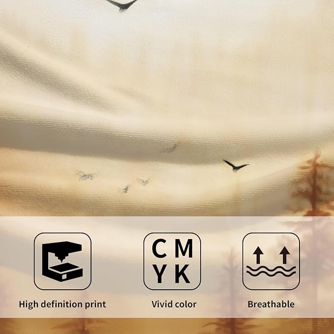 Orange Misty Forest Hand Towels Set of 2 Nature Mountain Soft Guest Face Bath Towel Kitchen Dish Towels Spa Home Bathroom Decorations