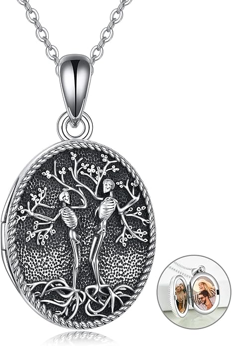 ONEFINITY Tree of Life Locket Necklace Sterling Silver Locket Necklace That Holds Pictures Tree of Life Locket Pendant for Women Wife Girlfriend