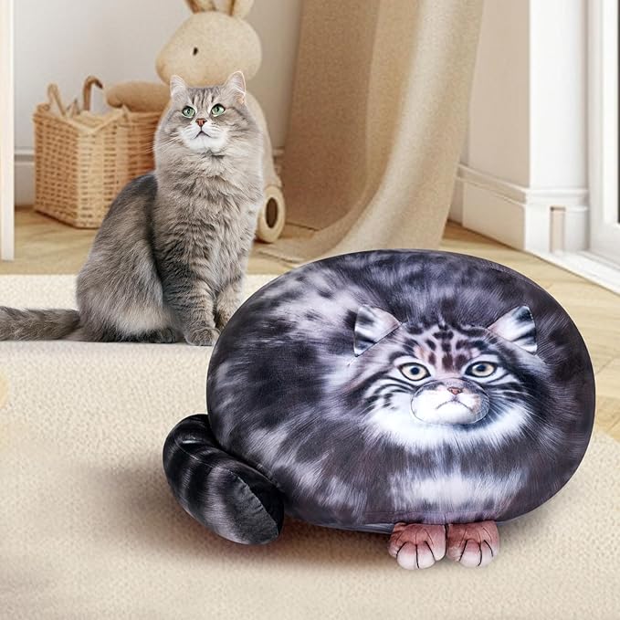 Achwishap Cat Plush,Soft Cat Stuffed Animals,Kawaii Steppe Cat Plush Toys,Cute Plushies Cat Body Pillow,Kitten Stuffed Animal Hugging Pillows Plushies Gifts for Kids Adults Birthday(Steppe Cat,18”)