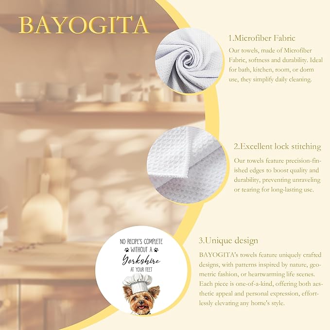 Yorkshire Terrie Gifts Kitchen Towels Decorative, Yorkie Gifts for Women Yorkie Lovers Dish Tea Towels for Kitchen Drying, Yorkshire Terrie Dog Hand Towels, 16x24 Inch