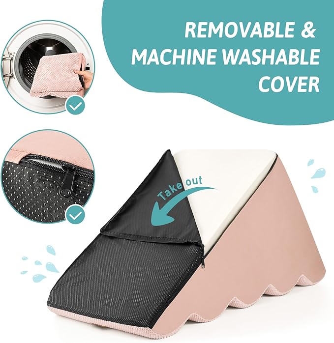 Wide Dog Stairs 19.7" Width, Pet Step for Small/Medium/Large Dog, Puppy or Cat, Pet Ramp for High Bed or Car, High Density Foam Ladder, 19.7x33x22.4 in, Stable, 5 Step, Pink