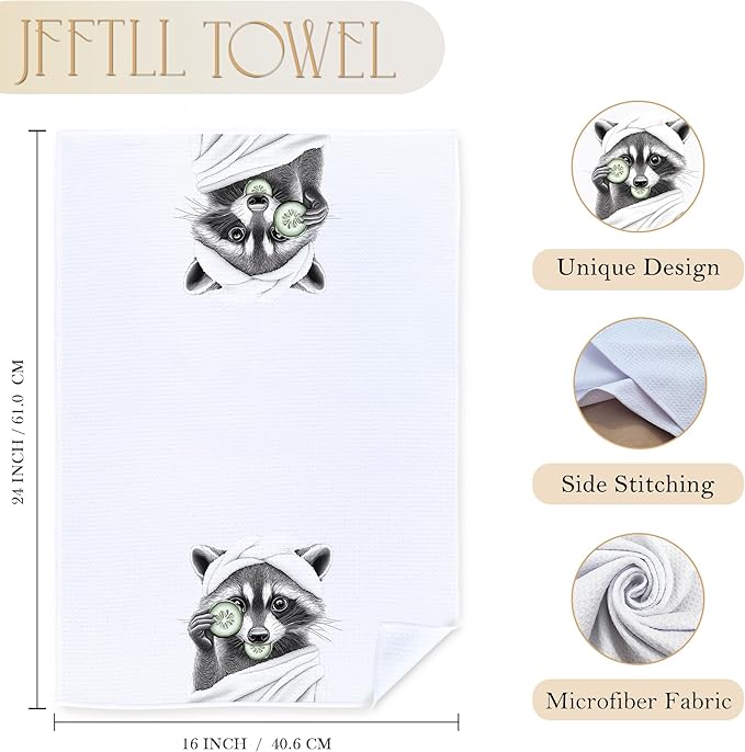 Funny Bathrobe Cucumber Raccoon Bathroom Hand Towels, Gifts for Raccoon Lovers Hand Towels for Bathroom Washroom Restroom Decor, 16x24 Inch
