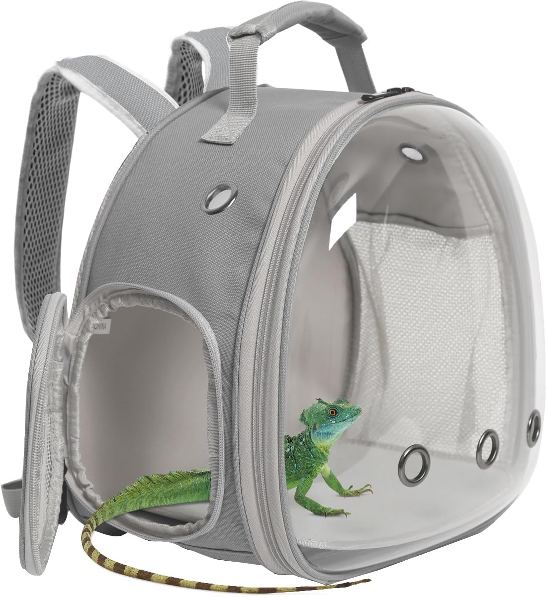 Lizard Travel Backpack Carrier,Small Animal Portable Backpack Carrier,Space Capsule Clear Bubble Window Travel Backpack for Bearded Dragon,Guinea Pig,Rabbit, Airline Approved (Grey, Backpack)