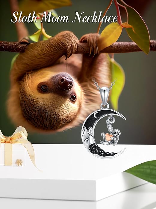 Gothic Jewelry Bat/Cat/Wolf/Dragon/Owl/Fox/Spider/Sun Pendant Sterling Silver Crescent Moon Necklace for Women Girls Black Jewelry Gifts