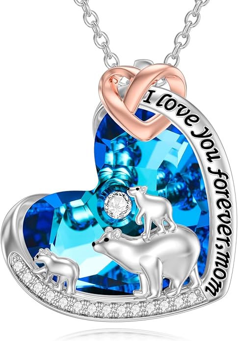 Mothers Day Gift for Mom 925 Sterling Silver Mama Bear/Dinosaur/Cat/Bird/Chicken Necklace with 1 2 3 4 5 Cubs Jewelry for Women Wife Grandma