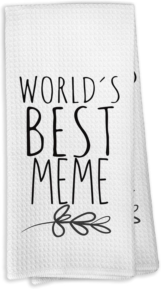 World's Best Meme Kitchen Towels, Meme Gifts for Grandmother Grandma, Meme Gifts from Grandson Granddaughter Kids, Meme Mother's Day Birthday Gifts Tea Towels Kitchen Hand Towels 16x24 Inch