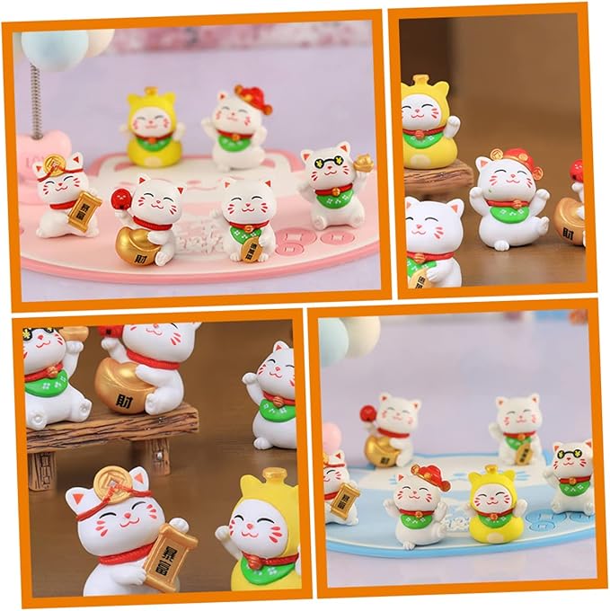 Yardwe 3sets Adorable Cat Figurines Kawaii Miniature Cat Statue Resin Craft for Home Outdoor Decor 6pcs*3