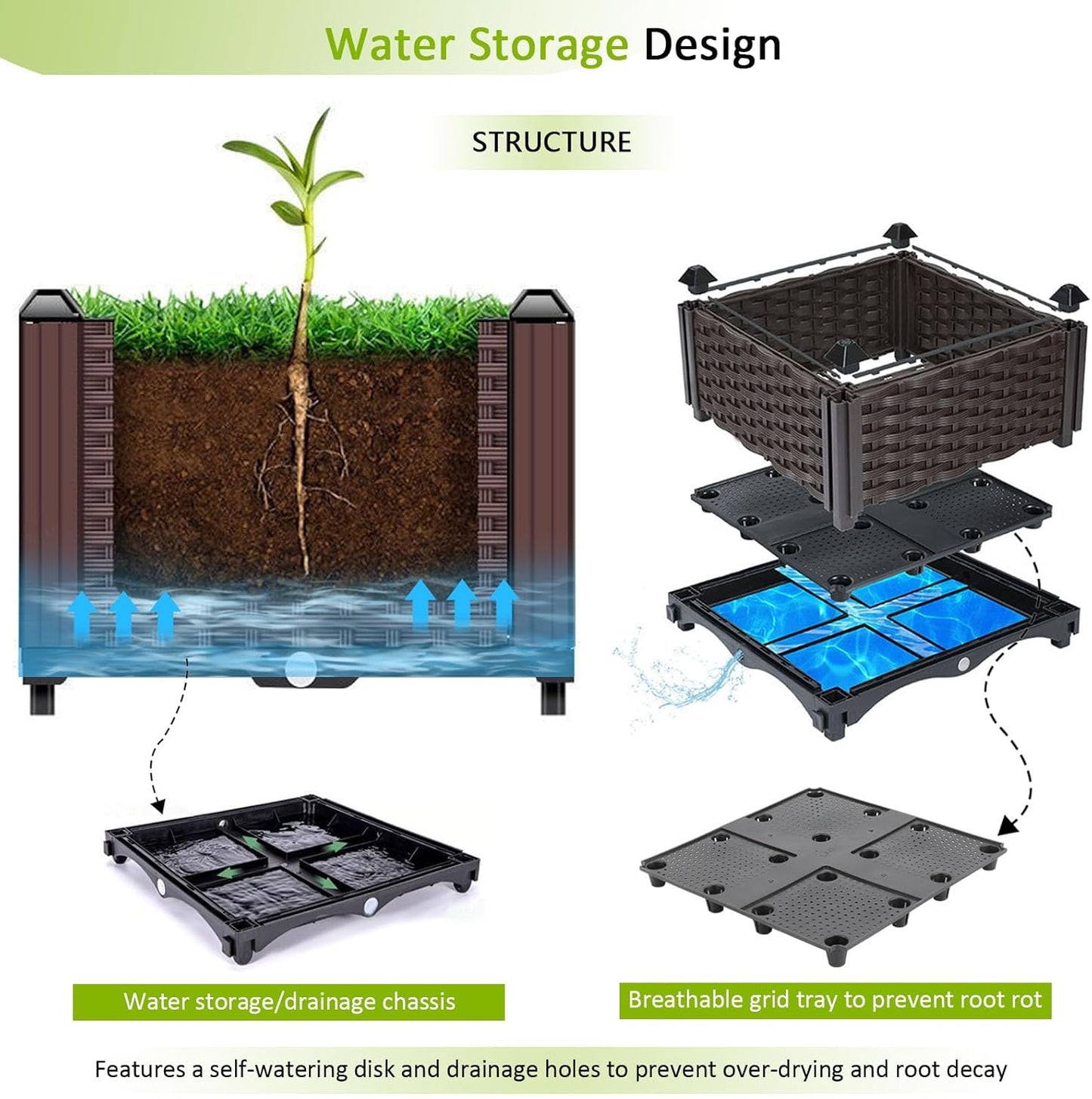 Raised Garden Bed with Legs Planters for Outdoor Plants pots Elevated Garden Boxes Garden Patio Balcony Deck to Planting Flowers Vegetables Tomato and Herbs