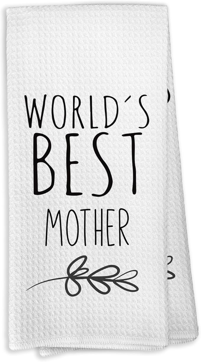 World's Best Mother Kitchen Towels, Mother for Mom, Mother Thanksgiving Gifts from Son Daughter Kids, Mom Mother's Day Birthday Gifts Tea Towels Kitchen Hand Towels 16x24 Inch
