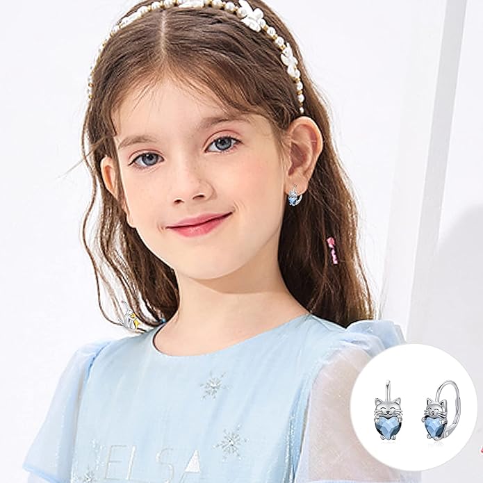 925 Sterling Silver Cat Earrings Cute Animal Kitten Stud Earrings cat Jewelry Gifts for Women Girls Hypoallergenic Earrings for Sensitive Ears