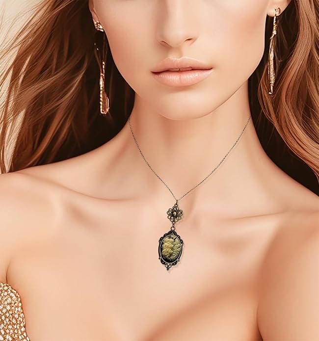 Yspace Lucky Clover Cameo Necklace Best Friend Heart Charms Jewelry 2 Chain Deluxe Gift