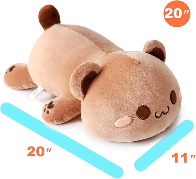 Onsoyours Cute Bear Plush Toy 20" Stuffed Animal Bear Soft Anime Large Plush Pillow for Kids (Brown Bear, 20")