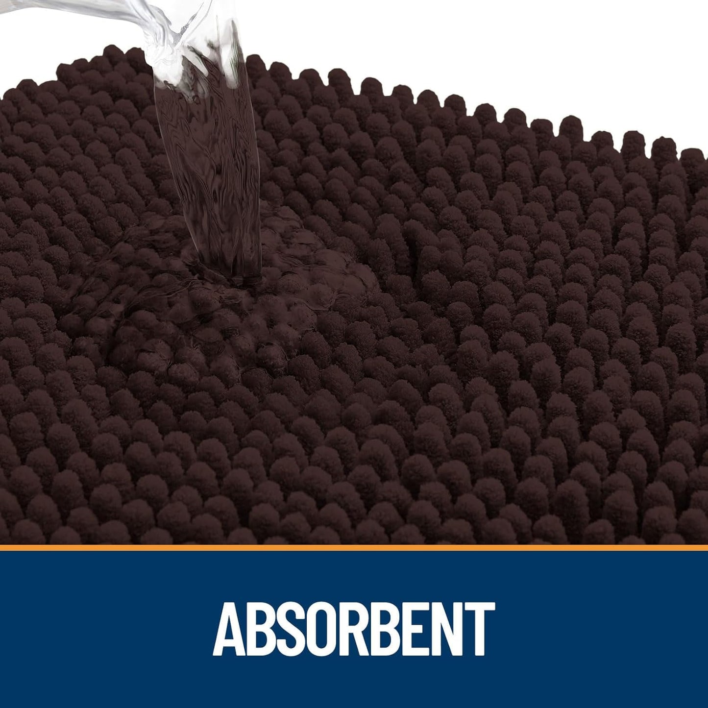 OLANLY Door Mat for Muddy Dog Paws 47x32, Ultra Absorbent Chenille Mud Doormat with Paw Print Design, Non-Slip Washable Doormat for Indoor Entryway, Quick-Dry Pet Bed Mats for Dirty Dogs, Brown