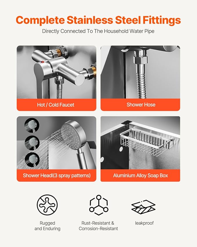 VEVOR Stainless Steel Dog Washing Station, Professional 62 inch Pet Grooming Tub w/Stairs, PE Water Filter Board, Faucet & Showerhead & Soap Holder Bathtub for Large & Medium & Small Pets (Left Door)