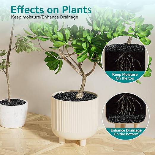 10 lbs Black Pebbles for Indoor Plants, 3/8" Small Rocks for Plants Indoor, Succulent, Bamboo, Vase, Decorative Black River Rocks Pea Gravel, Highly Polished