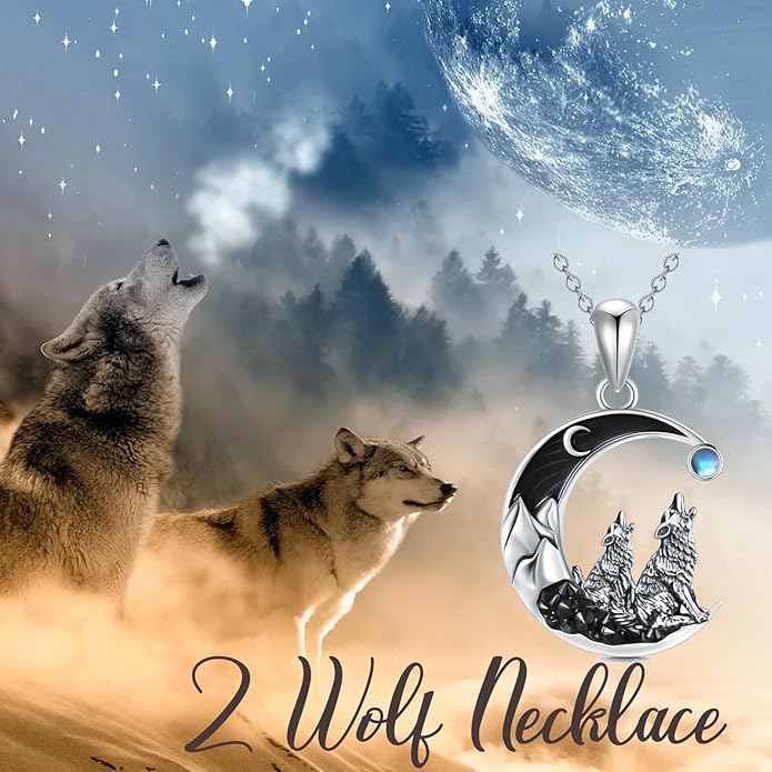 Gothic Jewelry Bat/Cat/Wolf/Dragon/Owl/Fox/Spider/Sun Pendant Sterling Silver Crescent Moon Necklace for Women Girls Black Jewelry Gifts