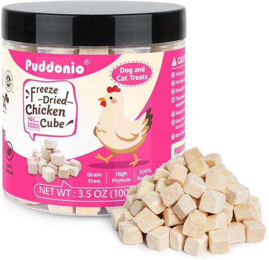 Freeze Dried Cats & Dogs Raw Treats, All Natural Single Ingredient Chicken Breast, High Protein Healthy Pet Training Treats or Food Topper, 3.5 oz