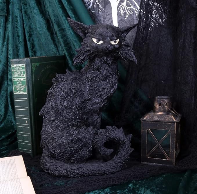 Nemesis Now Salem Witch Familiar Black Cat Figurine 32.5cm, Resin, Black, Witch's Familiar Figurine, Black Cat Ornament, Witchcraft Decor, Cast in The Finest Resin, Expertly Hand-Painted