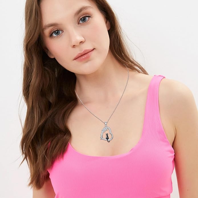Heart Animal Necklace 925 Sterling Silver Cute Animal Pendant Jewelry Birthday Gifts for Women Girlfriend Mom Animal Lovers