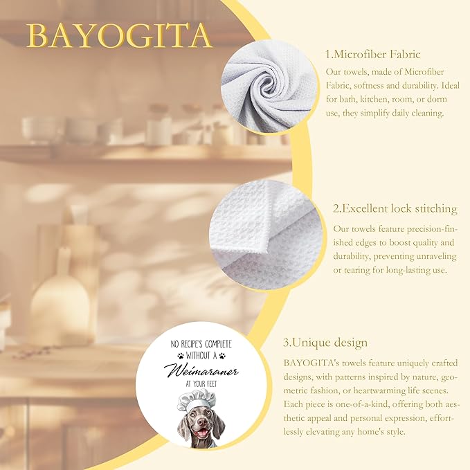 Weimaraner Gifts Kitchen Towels Decorative, Weimaraner Dog Dish Tea Towels for Kitchen Drying, Weimaraner Dog Mom Lovers Gifts Hand Towels, 16x24 Inch