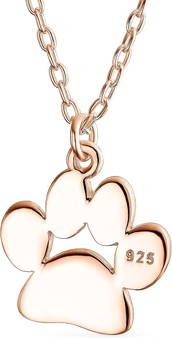 Personalized Initial Alphabet A-Z Dainty Dog Cat Pet Kitten Puppy Paw Print Pendant Necklace Animal Jewelry For Women Teen Polished Rose Yellow Gold Plated .925 Sterling Silver Customizable