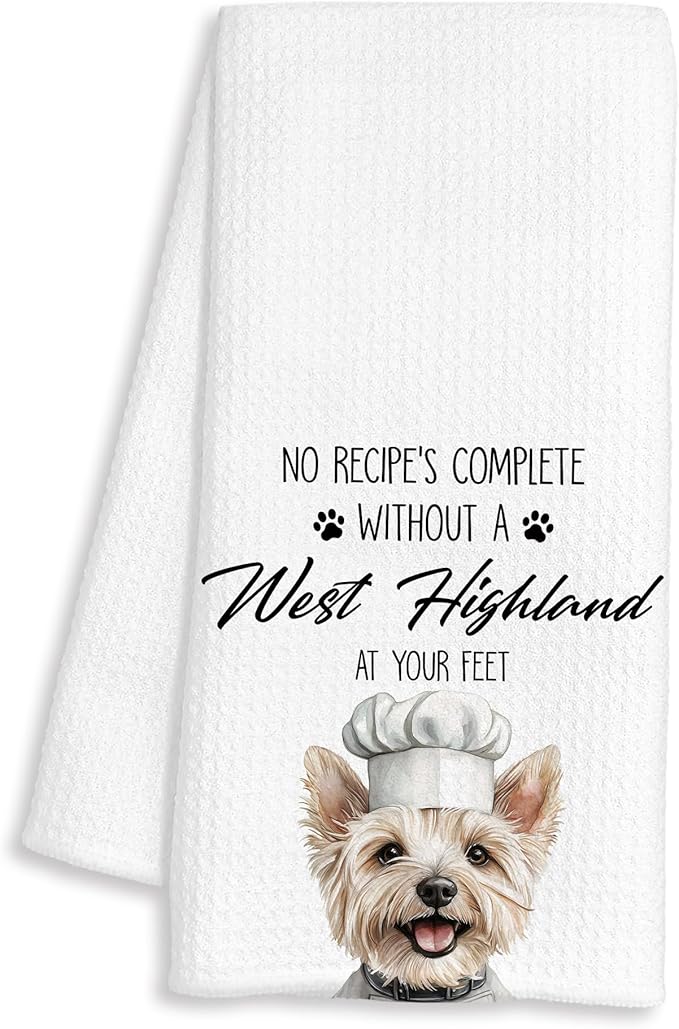 West Highland Terrier Gifts Kitchen Towels Decorative, Dog Mom Lovers Gifts Dish Tea Towels for Kitchen Drying, West Highland Terrier Dog Hand Towels, 16x24 Inch