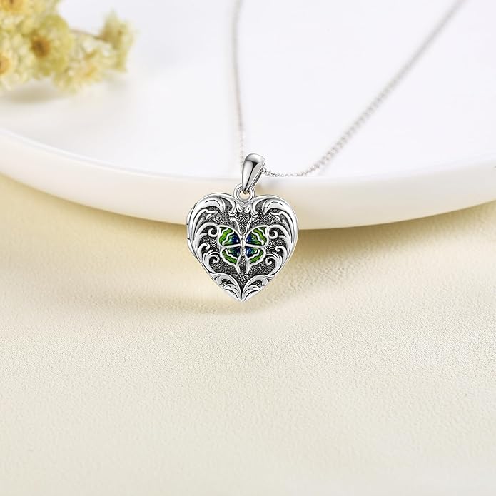 ONEFINITY Tree of Life Locket Necklace Sterling Silver Locket Necklace That Holds Pictures Tree of Life Locket Pendant for Women Wife Girlfriend