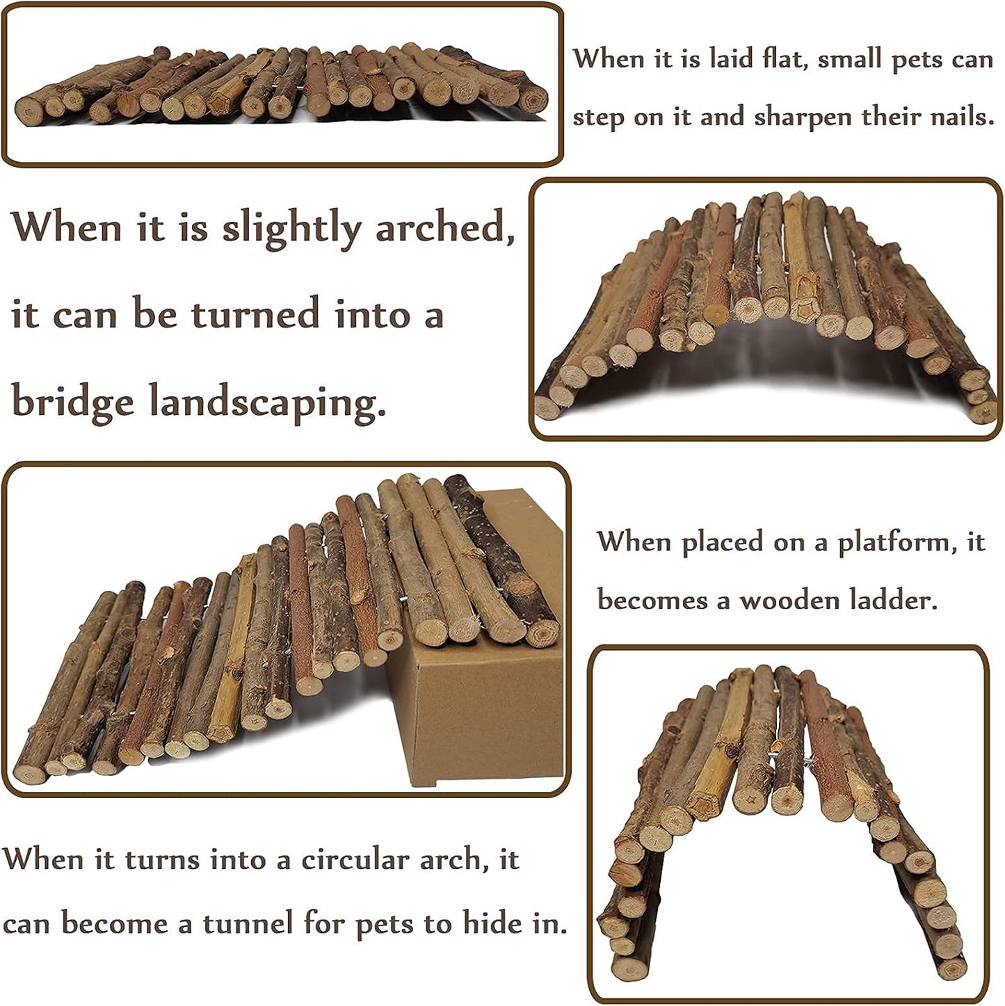 Hamiledyi 11.8 x 6.7 Inches Wooden Reptile Hideout Bearded Dragon Bendy Bridge Climbing Ladder Hiding Hut Reptiles Hide Cave Habitat Decor for Lizards Gecko Spiders Snakes Tortoise(Medium)