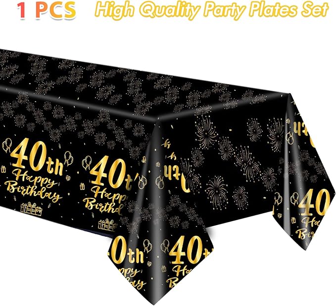 41Pcs Birthday Party Supplies Vintage 40th Birthday Decorations Back in 1984 40th Theme Birthday Party Decorations Tableware Includes Paper Plate Napkin Tablecloth for Men Service 20 Guests