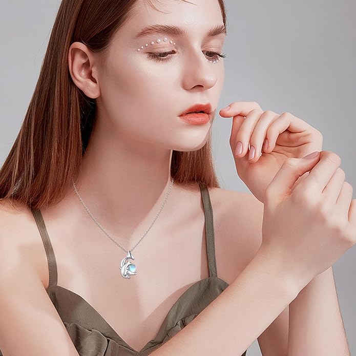 MEDWISE 925 Sterling Silver Dog Paw Print/Rabbit/Panda/Frog Necklace Pendant Heart Necklace Jewelry Gifts for Women Ladies Wife Mother Daughter Granddaughter Birthday Christmas