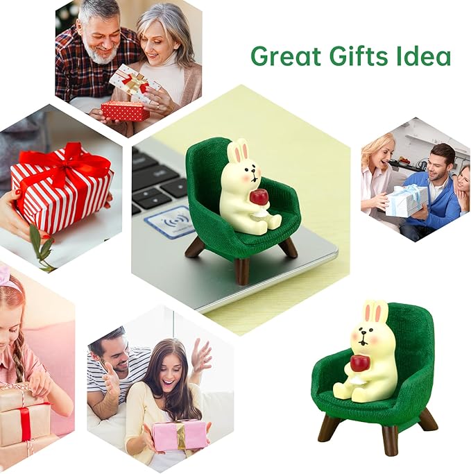 Small Easter Bunny Figurine Cute Mini Rabbit Holding Red Wine Figurine Resin Rabbit for Office, Home Decoration Perfect Cute Rabbit Gift for Rabbit Lovers - Green Sofa