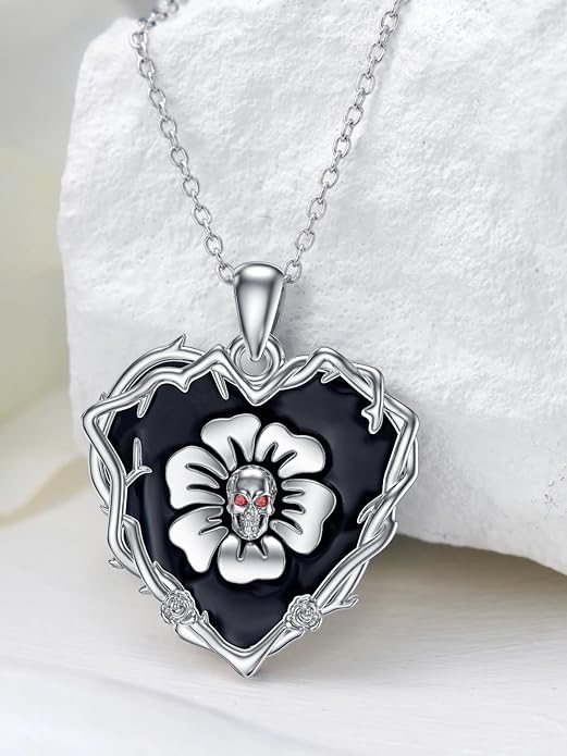 Gothic Necklace 925 Sterling Silver Cat Pumpkin/Spider/Skull Necklace Gothic Jewelry for Women Daughter