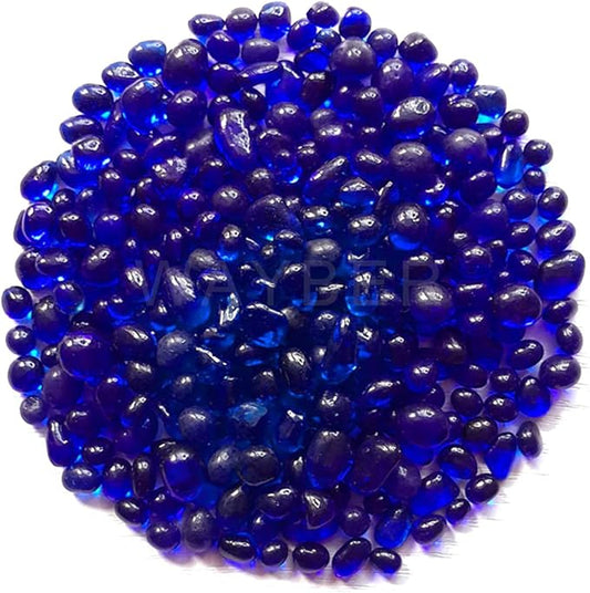 WAYBER Glass Stones, 1Lb/460g Irregular Sea Glass Pebbles Non-Toxic Artificial Gemstones for Gem Display/Vase Filler/Terrarium Flowerpot Aquarium Turtle Tank Decoration, Dark Blue