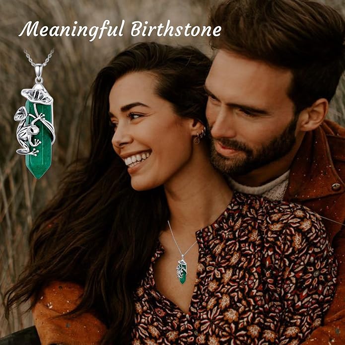 Frog Necklace 925 Sterling Silver Frog Pendant Birthstone Quartz Jewelry Gift for Women s Mom