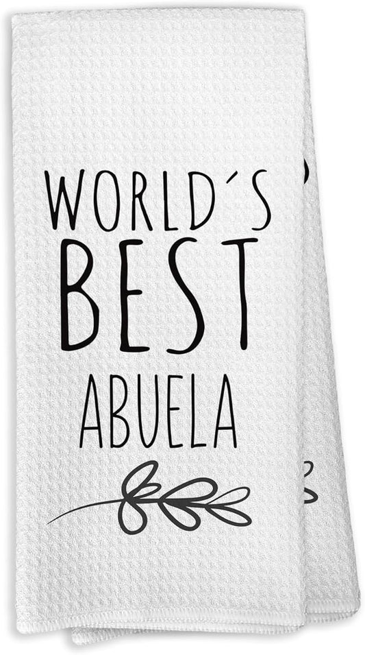 World's Best Abuela Kitchen Towels, Best Abuela Gifts for Grandmother Abuela, Abuela Gifts from Children, Abuela Mother's Day Birthday Gifts Tea Towels Kitchen Hand Towels 16x24 Inch