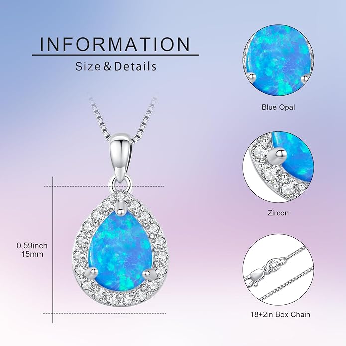 Urn necklace for Ashes 925 Sterling Silver Opal/Turquoise/Moonstone/Moss agate Pendant Cremation Memory Jewelry Keepsake Gifts for Women