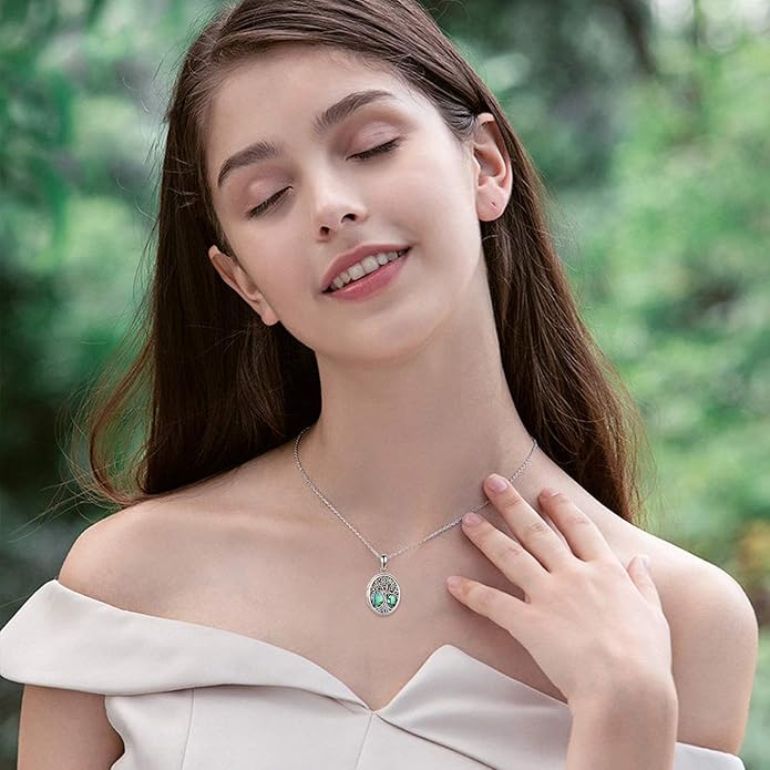 ONEFINITY Tree of Life Locket Necklace Sterling Silver Locket Necklace That Holds Pictures Tree of Life Locket Pendant for Women Wife Girlfriend