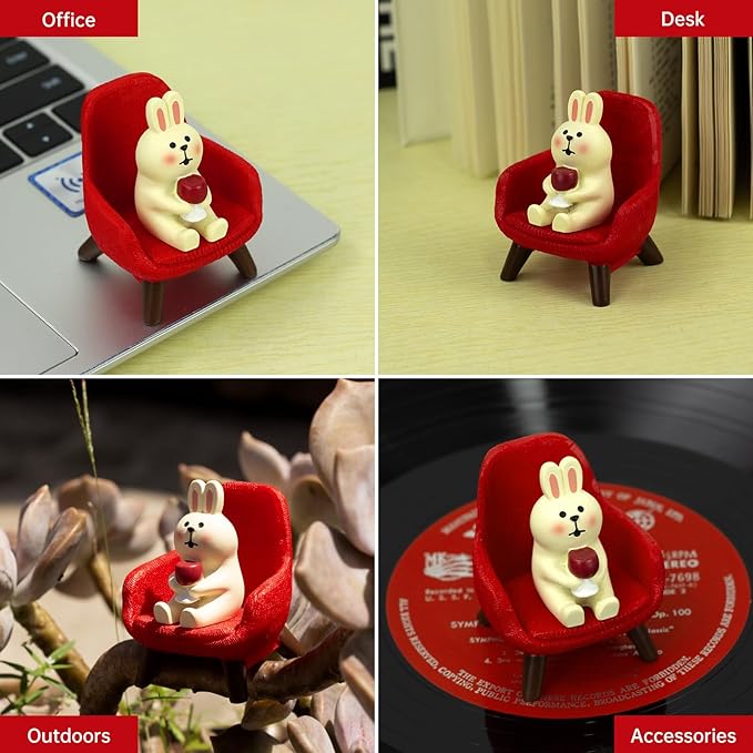 Small Easter Bunny Figurine Cute Mini Rabbit Holding Red Wine Figurine Resin Rabbit for Office, Home Decoration Perfect Cute Rabbit Gift for Rabbit Lovers - Red Sofa