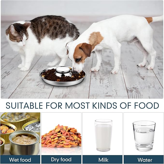Zopeal 6 Pcs Puppy Food Bowls 11.8" Stainless Steel Puppy Feeding Bowl Dog Food Water Bowls, Weaning Feeder for Litters, Small Medium Large Dogs, Pets