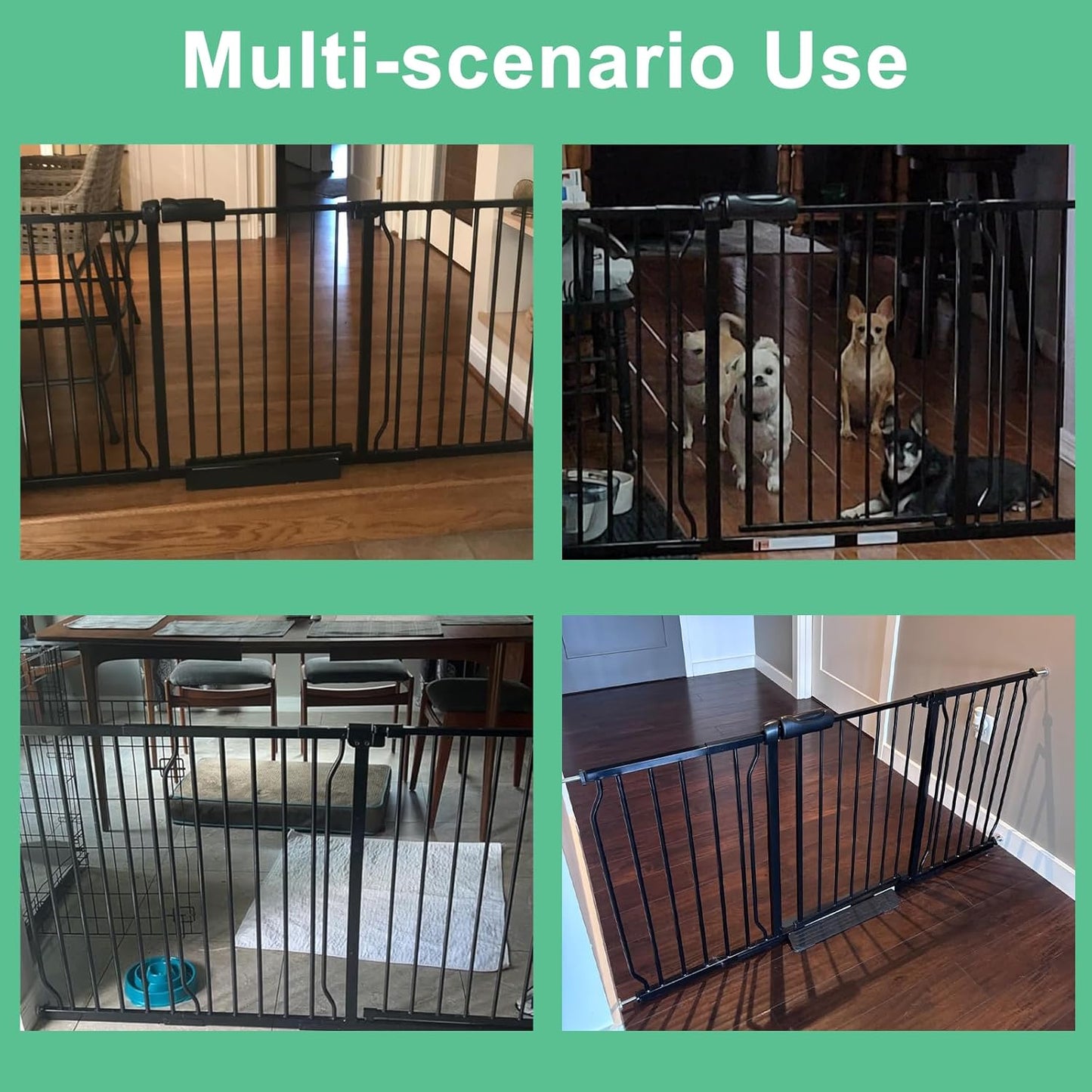 ALLAIBB Extra Wide Pressure Mounted Baby Gate Walk Through Child Kids Safety Toddler Tension White Long Large Pet Dog Gates with Extension for doorways Kitchen (43.31-48.03"/110-122cm, Black)