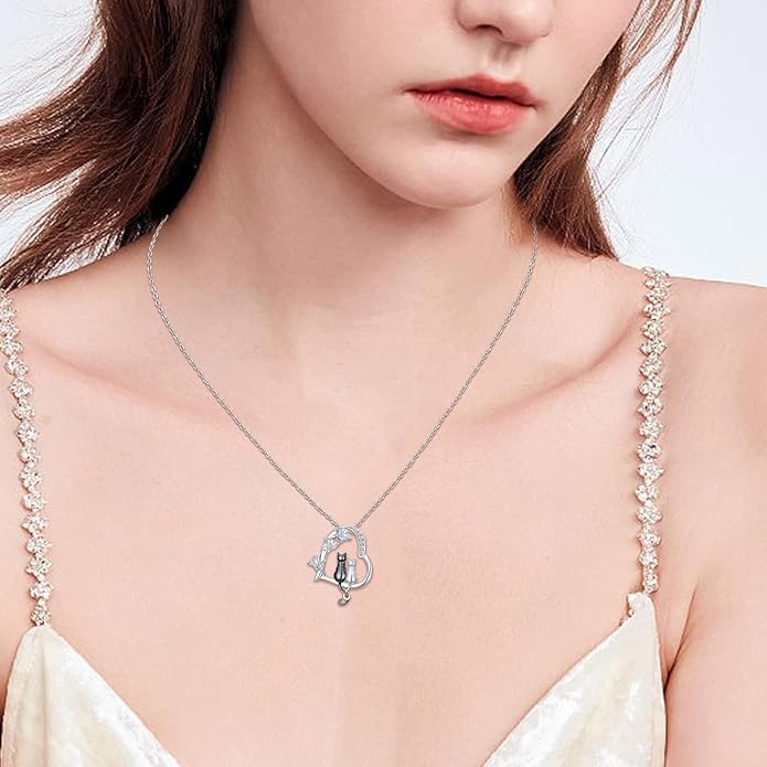 Heart Animal Necklace 925 Sterling Silver Cute Animal Pendant Jewelry Birthday Gifts for Women Girlfriend Mom Animal Lovers