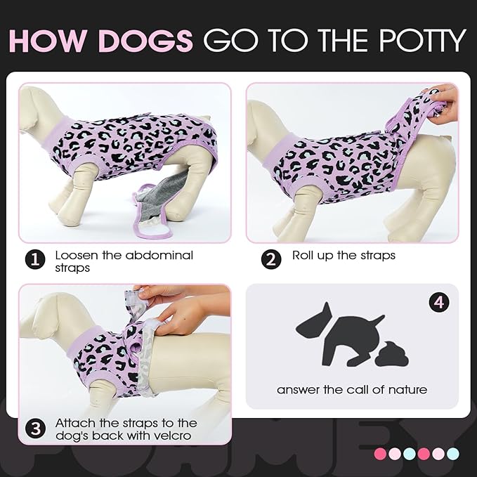 FUAMEY Recovery Suit for Dogs After Surgery,Soft Breathable Dog Bodysuit E-Collar & Cone Alternative Surgical Suit,Male Female Dog Neuter Spay Suits Anti Licking Wounds Onesie Purple Leopard XL