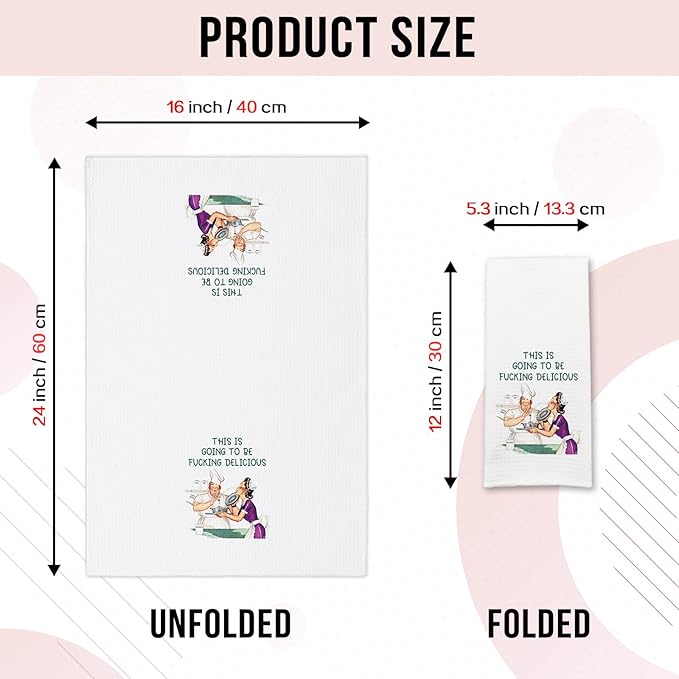 Funny Kitchen Towels This is Going to Be Fxxking Delicious Soft Dish Towels Adult Humor Kitchen Decor Gifts for Housewife Sweet Housewarming Gifts for Women Men Hostess Sister Chef Friend