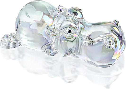 HDCRYSTALGIFTS Colorful Crystal Hippo Figurines Collection for Christmas - Hippopotamus Figurine Gift Art Glass Ornament Animals Statue Collectibles House Hippo Paperweight for Table Home Decor