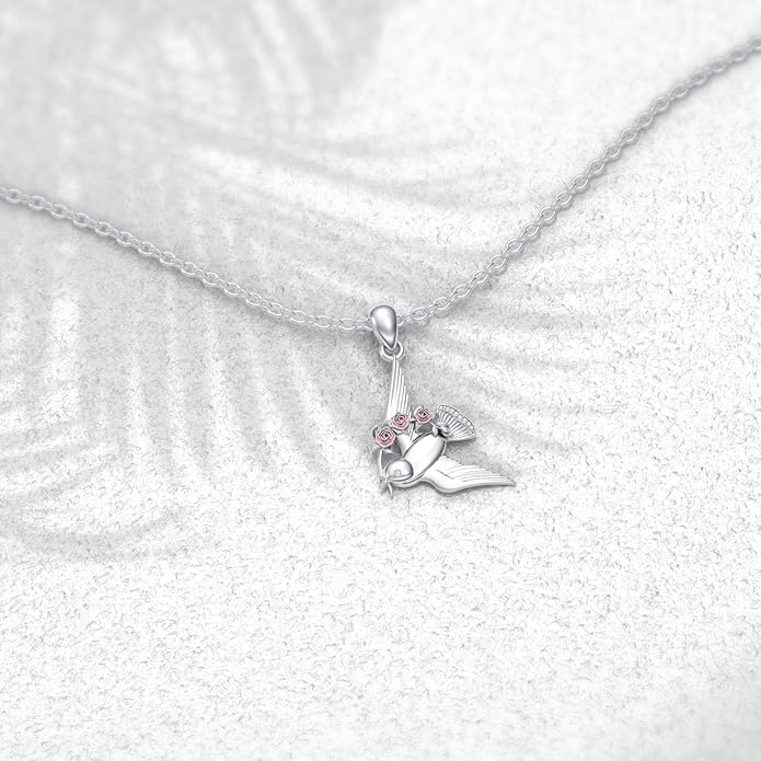 925 Sterling Silver Lab Grown Diamond Animal Necklace Cat/Bear/Bee/Dolphin/Dragonfly/Horse/Hummingbird/Koala/Parrot/Penguin/Pigeon/Sea Turtle/Starfish Lab Grown Diamond Necklace Gift for Women