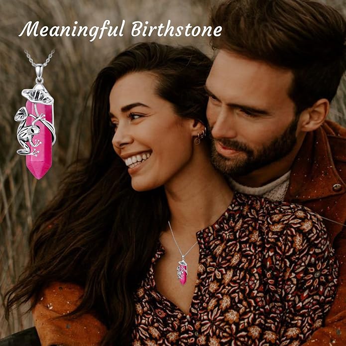 Frog Necklace 925 Sterling Silver Frog Pendant Birthstone Quartz Jewelry Gift for Women s Mom