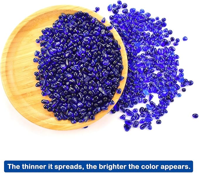 WAYBER Glass Stones, 1Lb/460g Irregular Sea Glass Pebbles Non-Toxic Artificial Gemstones for Gem Display/Vase Filler/Terrarium Flowerpot Aquarium Turtle Tank Decoration, Deep Blue